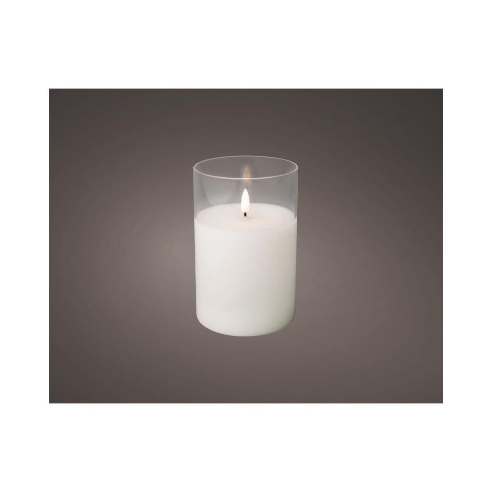 CANDELA BIANCA IN VETRO CON LED H.15XD.10